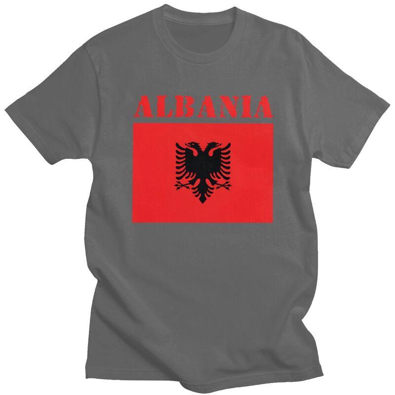 Custom Fashion Albania Flag T Shirts Men ShortSleeve Tshirts Casual Tee Tops Pure Cotton Oversized Tshirts Gift
