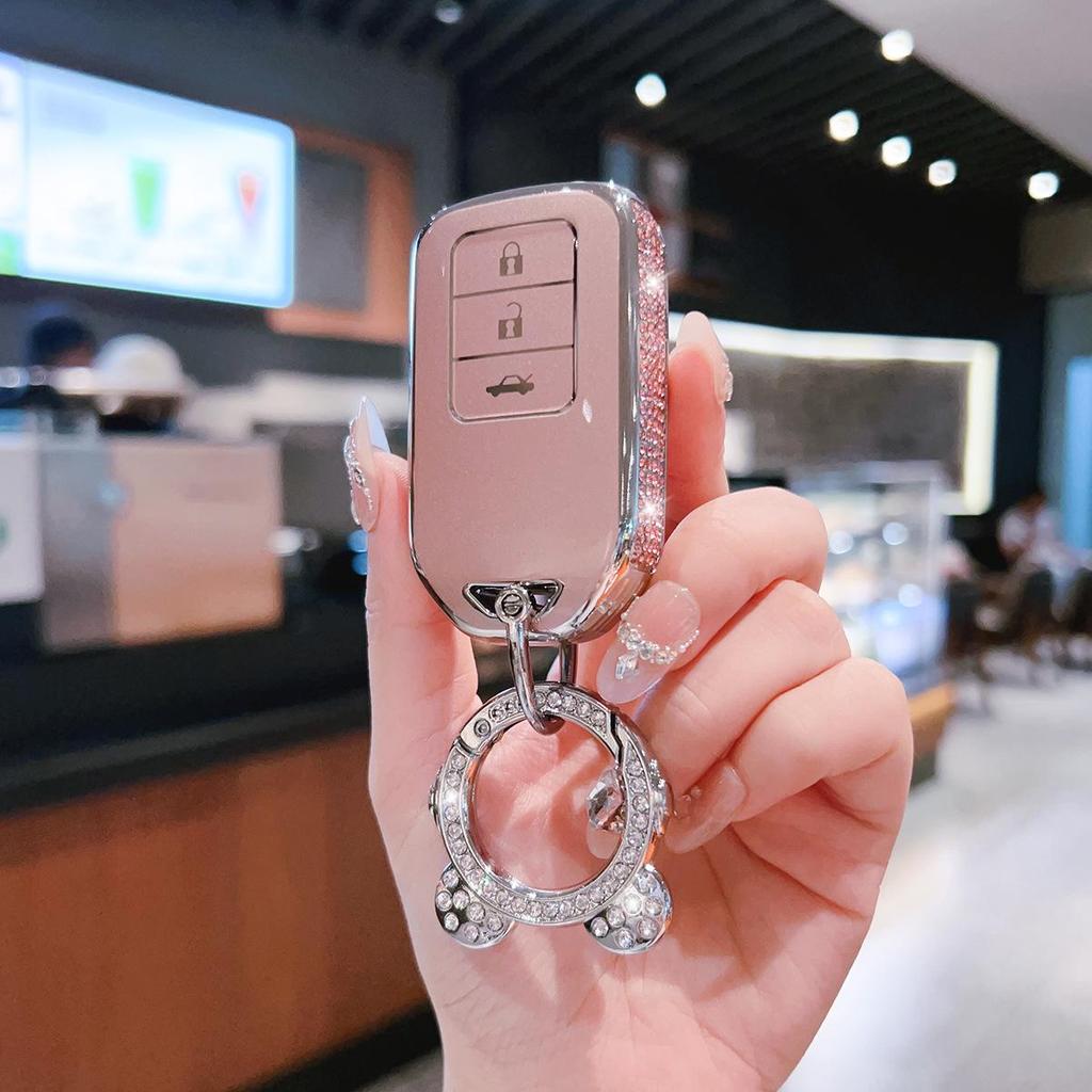 Car Key Cover for CR-V, Binzhi, XRV, HR-V, Haoying, Civic, UR-V, Accord, and Lingpai - Shell Buckle Design