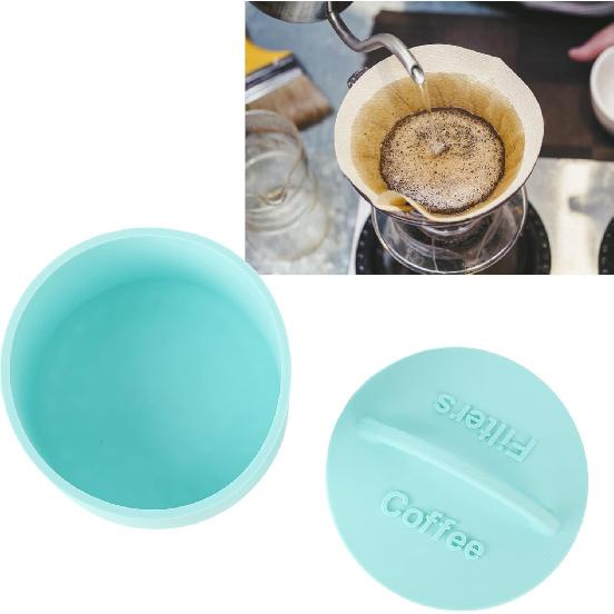 Coffee Filter Holder Reusable Coffee Filter Storage Container with Lid Coffee Basket Used for Family Coffee Counter (Mint Green)