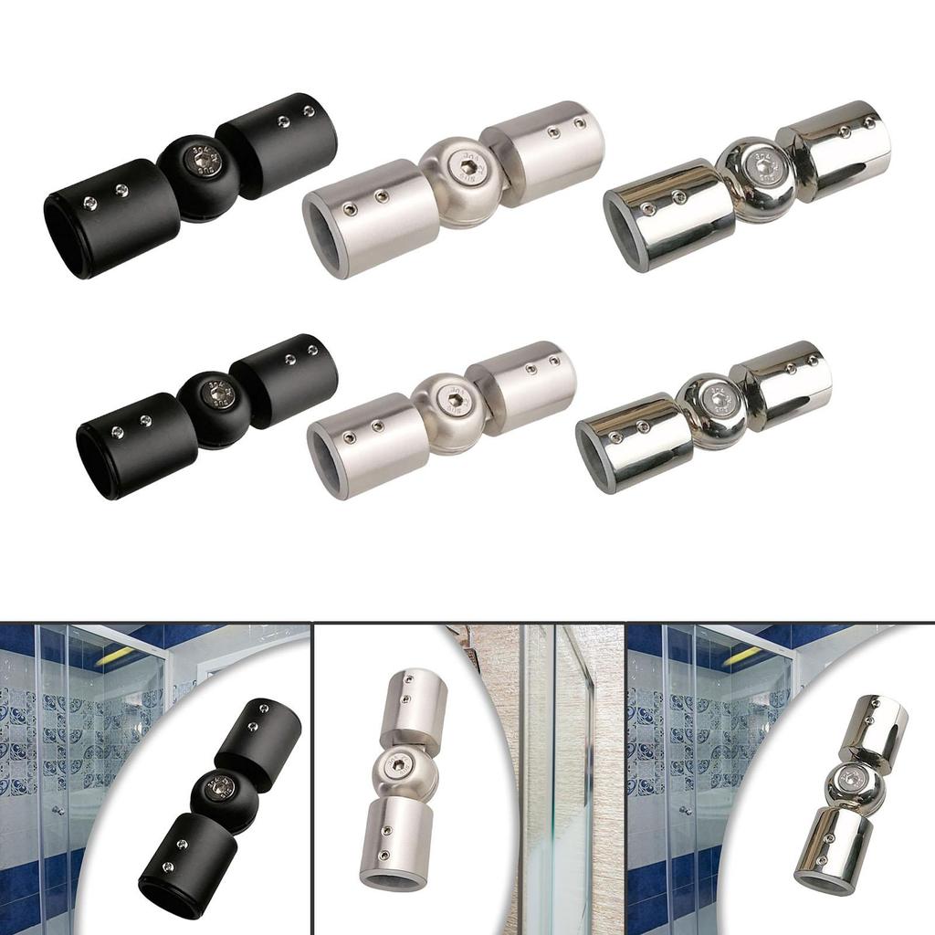 Rod Connector Stainless Steel Shower Room for Bay Window Curtain Rods Bathroom Glass Door Hinged Elbow Connector Adjustable