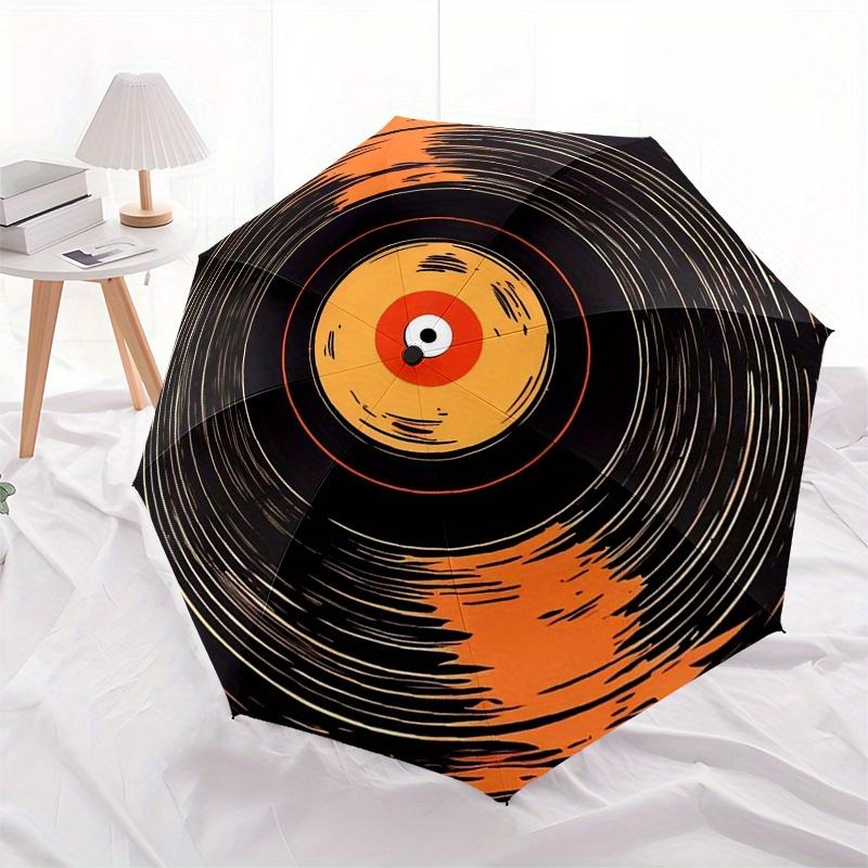 Vibrant Vinyl: Retro Record Art PrintUmbrella, Portable 3-Fold Umbrella for Men & Women,Christmas Gift ES123