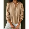 2026 European & American Women's V-neck Striped Long Sleeve Casual Shirt for Spring/Summer