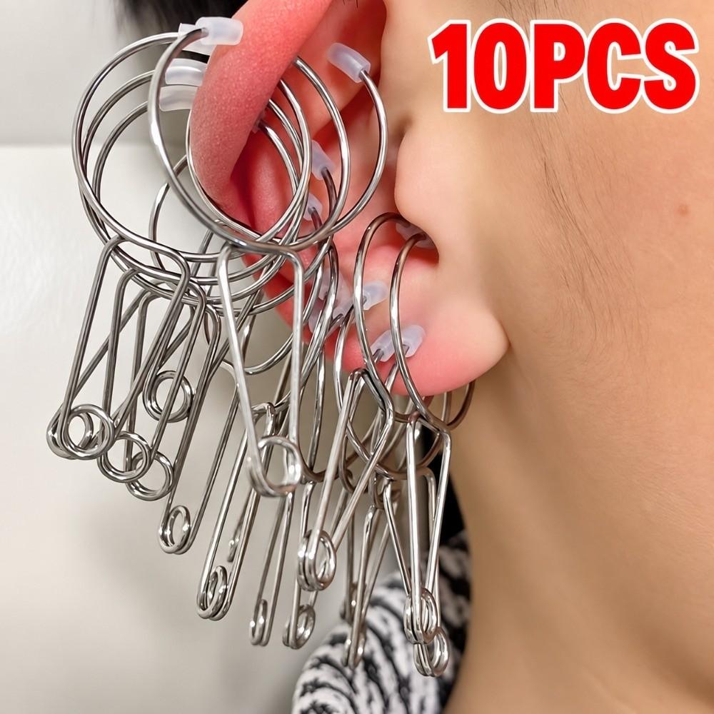 10Pcs Silver Tone Ear Acupressure Clips Metal Ear Therapy Spring Clips For Home Use