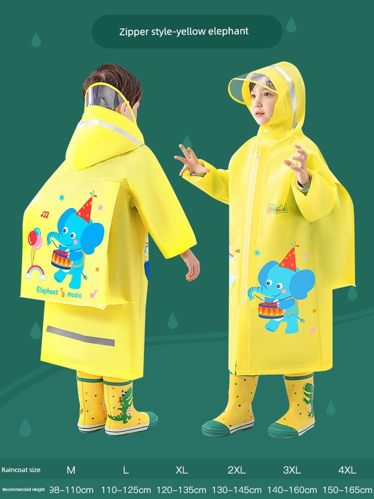 Kids Raincoat with Schoolbag Position Cartoon One-Piece Extra Large Raincoat for Primary and Secondary School Students Waterproof Cycling Boys and