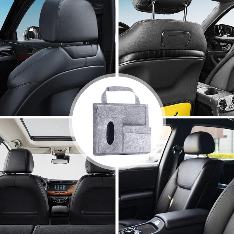 Organizér na zadní sedadlo do auta Držák na ubrousky z plsti Organizér na zadní sedadlo do auta Vícekapsový úložný box na autosedačku Taška do auta