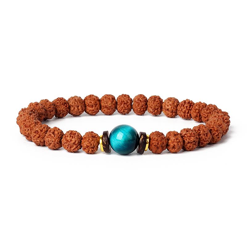 Natural Wood Star Moon Bodhi Seeds Bead Bracelet Promotes Meditation Wisdom & Good Luck Fortune Enlightenment Harmony Jewelry