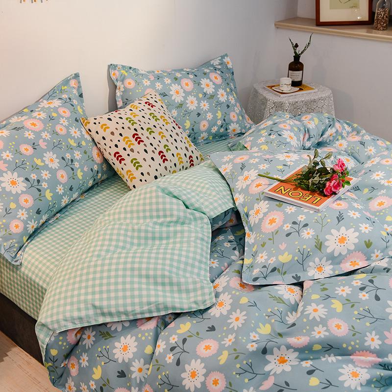 

Зимний комплект простыней из четырех предметов, небольшой свежий чистый хлопок с начесом, простыня, пододеяльник, общежитие, мультяшный подарок, оптовая продажа 2.0m four-piece set