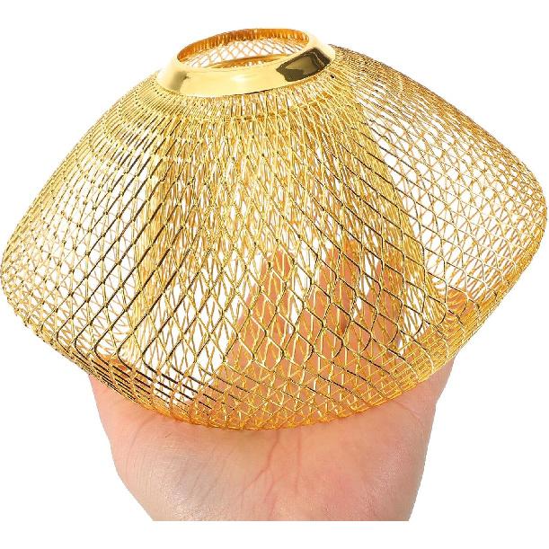 Gadpiparty Golden Iron Mesh Pendant Light Shade - Vintage Hollow Ceiling Lamp Cover for Home, Kitchen, Bar, and Restaurant Decor