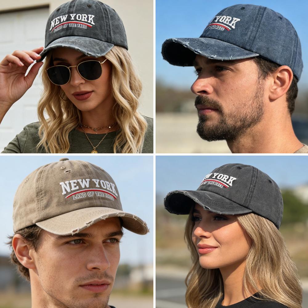 New Unisex Vintage Washed Cotton Cap New York Embroidered Baseball Cap For Men & Women Retro Streetwear Outdoor Dad Hats