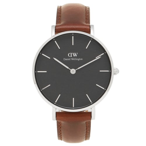 Daniel Wellington Women's Classic Petite Watch, 32mm, Quartz Movement, Black with ST MAWES Brown, DW00100181