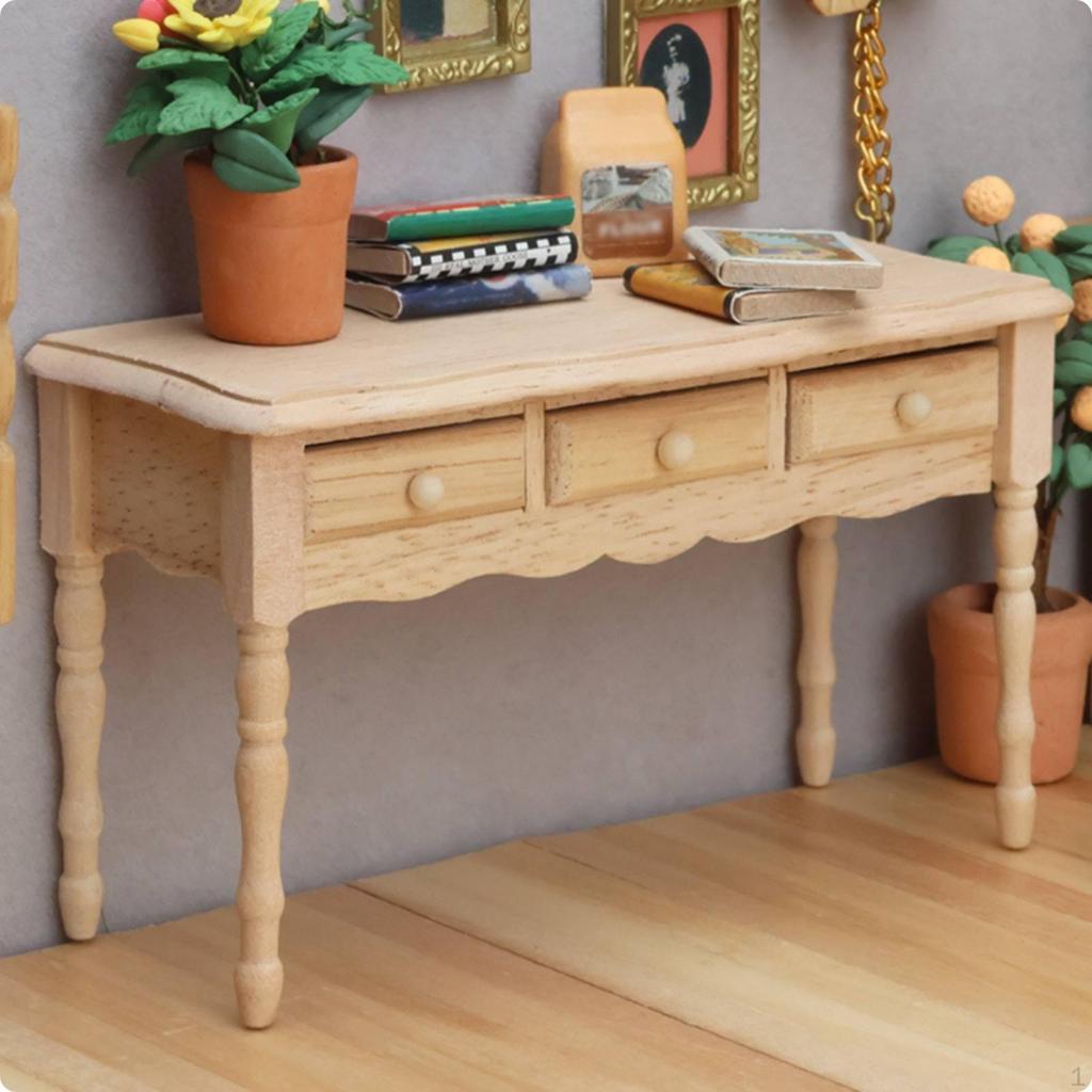 1:12 Scale Dollhouse Desk Apron with Drawers Turned Legs