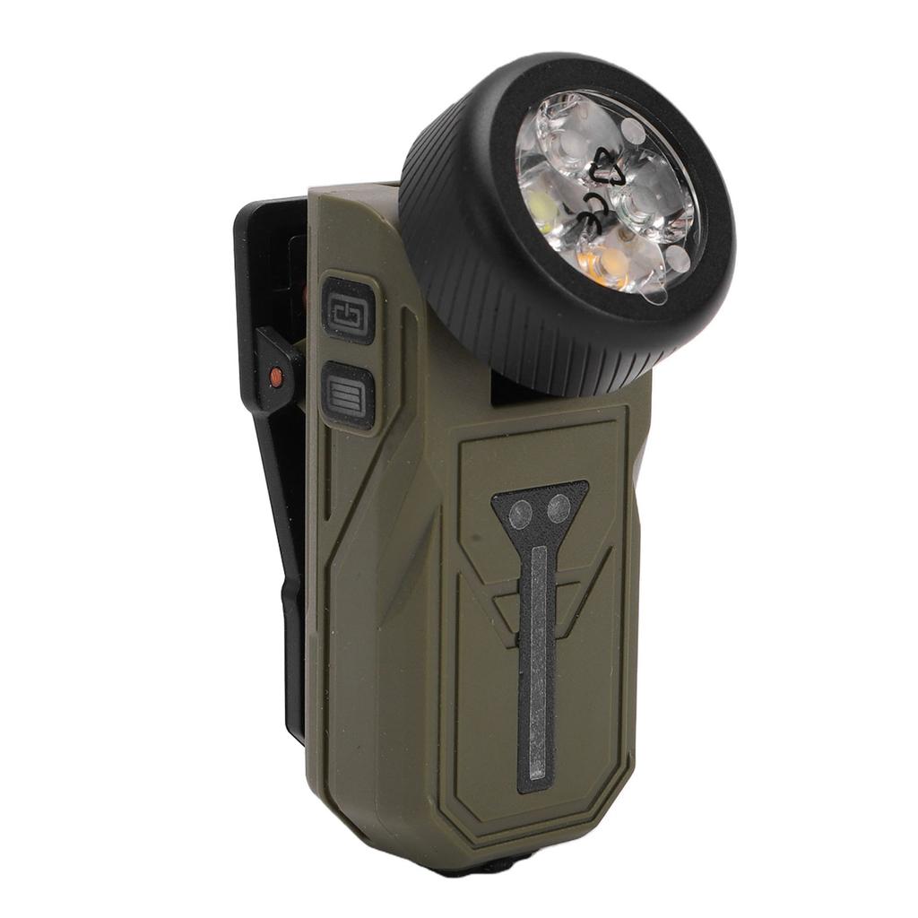 Clip On Flashlight USB Charging Multifunctional Motion Sensor RGB LED Magnetic Small Pocket Light for Hiking OD Green