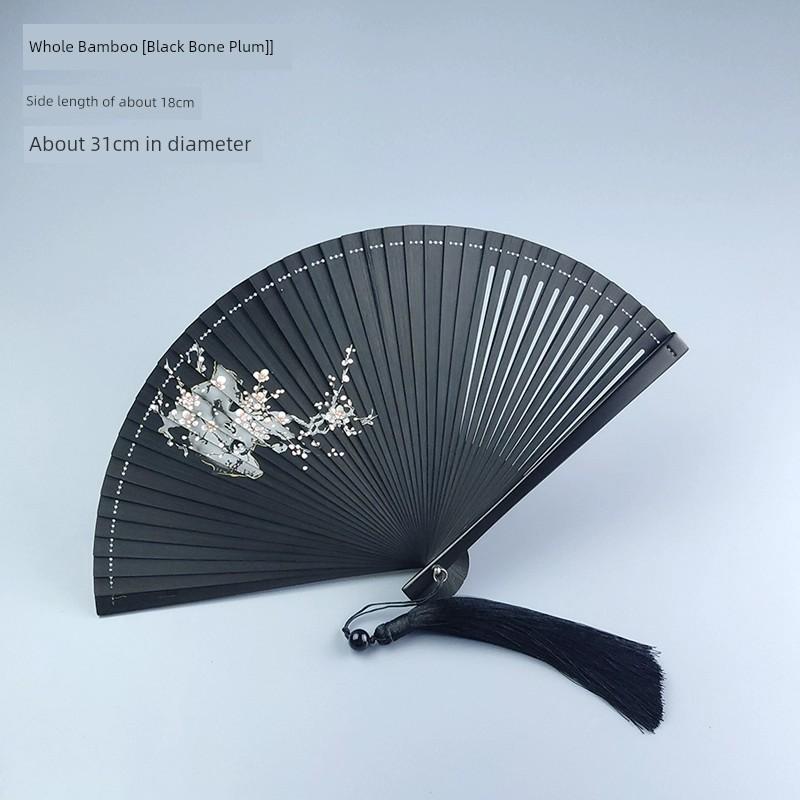 Cut Out 5-Inch Chinese Style Chinese Ancient Style Red and Black Folding Fan
