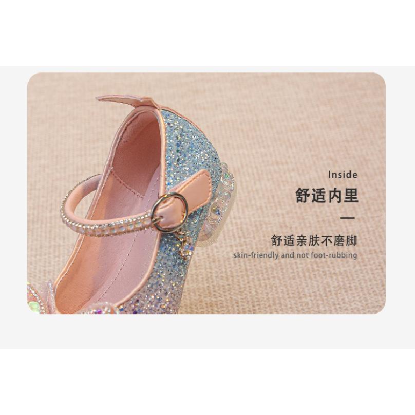 Girls Princess Shoes Little Girls Small High Heels Leather Shoes Bow Soft Bottom fashion Performance Shoes Spring and Autumn Crystal Shoes
