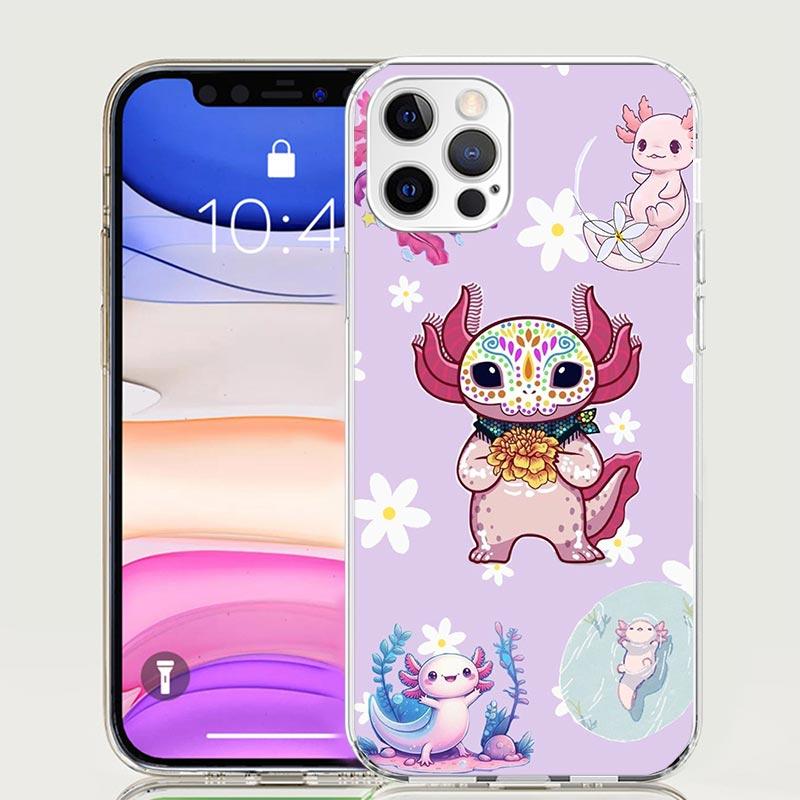 Cute Axolotl Kawaii Phone Case For iPhone 17 Air 16 15 Plus 11 14 Pro Max 13 Mini 12 7 8 + SE Pattern Art Customized Cover 17 Ai