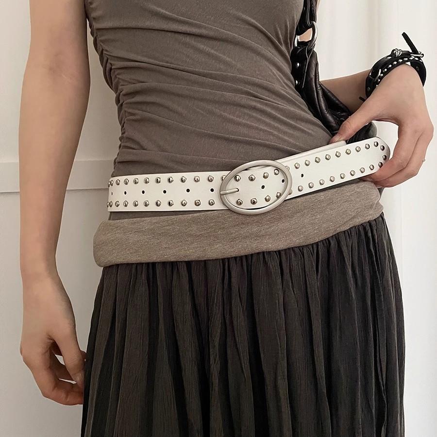 Punk Fashion Pu Leather Belt With Metal Pin Buckle For Women Summer 2025