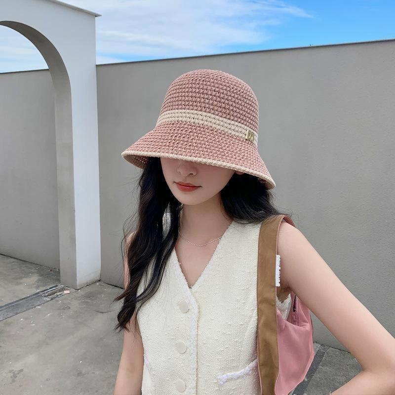 Fisherman's hat Children's summer Japanese sunscreen hat Spring knitted straw hat Breathable sun hat Bucket basin hat Sun hat