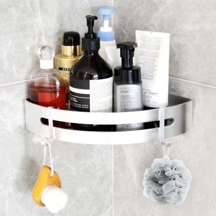 Yorbay Lot de 3 étagères de douche en aluminium, installation sans Perçage étagère d’angle de douche
