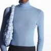 Mernu Wool Blend Sweater Turtleneck Regular Slim Fit Slimming Angora Knit Bottoming Shirt Blue Angora