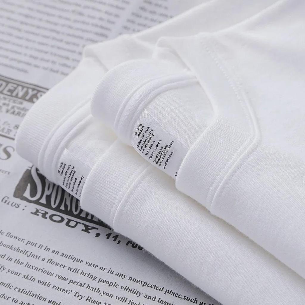 Unisex Japanese Retro Solid Color Round Neck T-Shirt, 300g Heavy Pure Cotton, Casual Short-Sleeve Design.