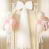 16Pcs/Set Large Bow Kit Giant Pink White Bow with Mini Bows DIY Satin Tulle Bow Wedding Bridal Baby Shower Birthday Party Wall Hanging