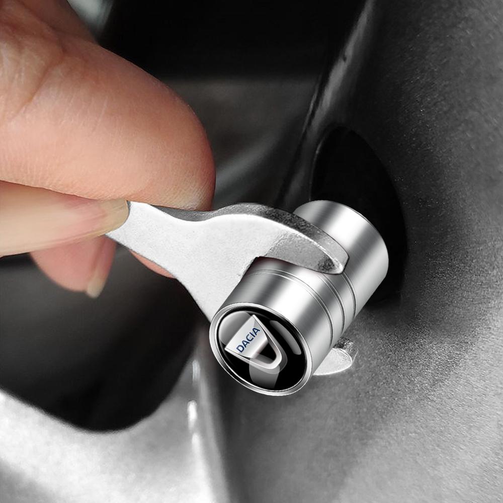 4 Stuks Anti-diefstal Auto Metaal Bandenventiel Lucht Dopjes Decoratie Accessoires Voor Dacia Duster Logan Sandero 2 Mcv Sandero MK Cilo Stepway