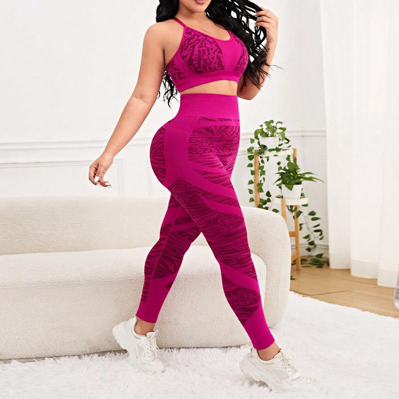 Sports Shock-Absorbing Set For Women, Two Piece Seamless Hip Lifting Yoga Running Fitness Set For Women