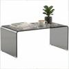 Glass Coffee Table, Rectangular, Rounded Edges, Light Gray Transparent