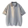 Retro plaid lapel POLO shirt short-sleeved T-shirt men's summer casual T-shirt