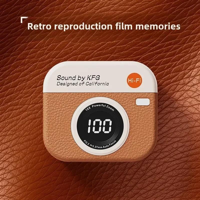 Wireless Bluetooth Headphones Retro Camera Creative Battery Level Display Music Earphones Long-Lasting Battery Life