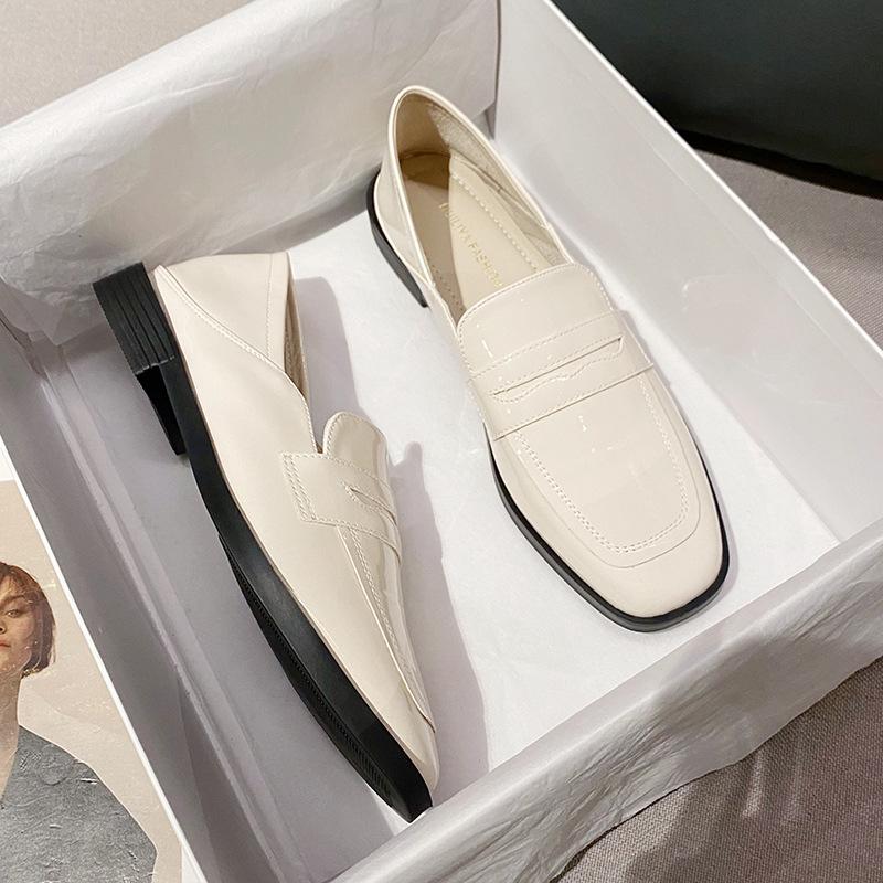 

Легкие лоферы женские летние дышащие кожаные туфли на одной педали, мягкая подошва, увеличивающие рост, черные, для колледжа, повседневные туфли X270-1 40 абрикосовый