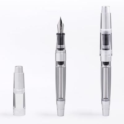 Natami Fountain Pen Fine Point Transparent Clear Ink Platinum Calligraphy Gift Case (Silver)