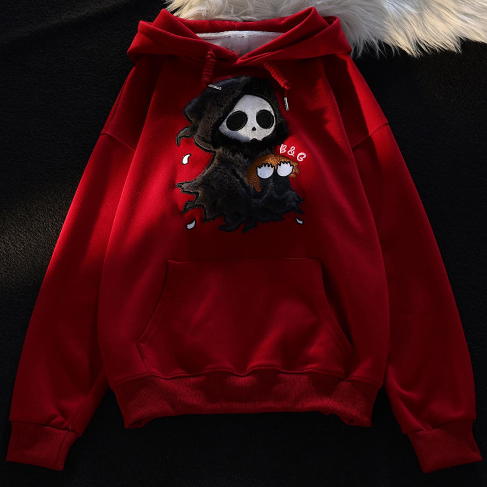 

Женская модная повседневная толстовка с длинным рукавом и круглым вырезом, пуловер, топ с карманами XL красный