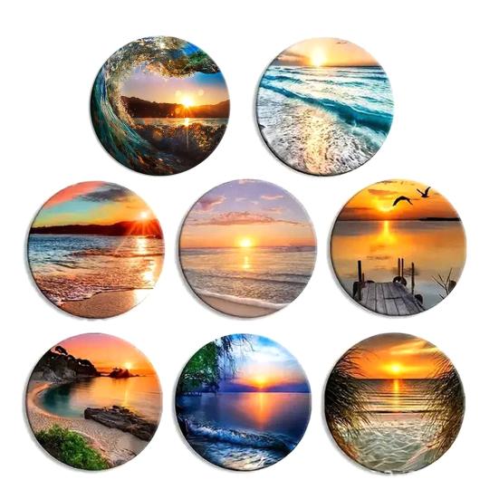 8PCS Coasters, Colorful Wood with Non-Slip Coasters, Heat Insulation Waterproof Drink Holder, for Home Office Dining Table