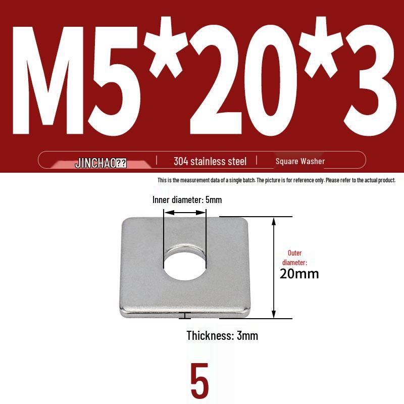 304 Stainless Steel Thickened Square Flat Washer for Curtain Wall (M4-M16)