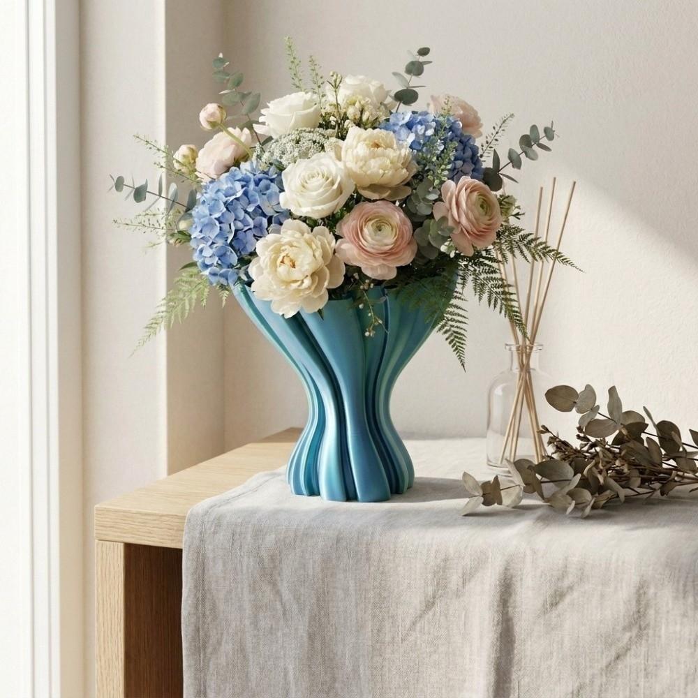 Nordic Style Dress Hem Vase Creative 3D Printing Minimalist Vase Modern Art Twisted Design Desktop Ornament Table