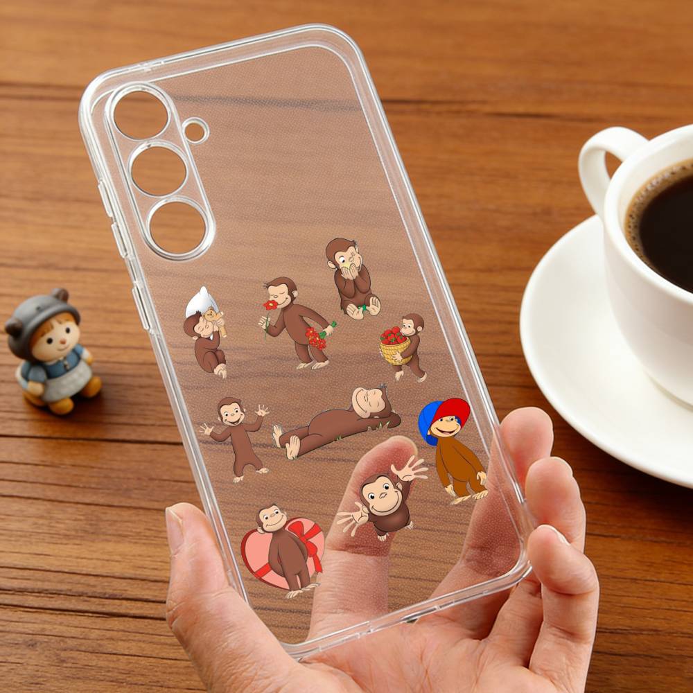 C-Curious G-George M-Monkey  Phone Case For Samsung S30,23,21,22,20, FE lite,S10,9,8,7 PIus Note20ultra Soft Transparent