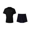 Summer Fashion Breathable Short Sleeve T-Shirt Comfortable Casual Pants Sports Set Men Sets Black W833-1+W599-1