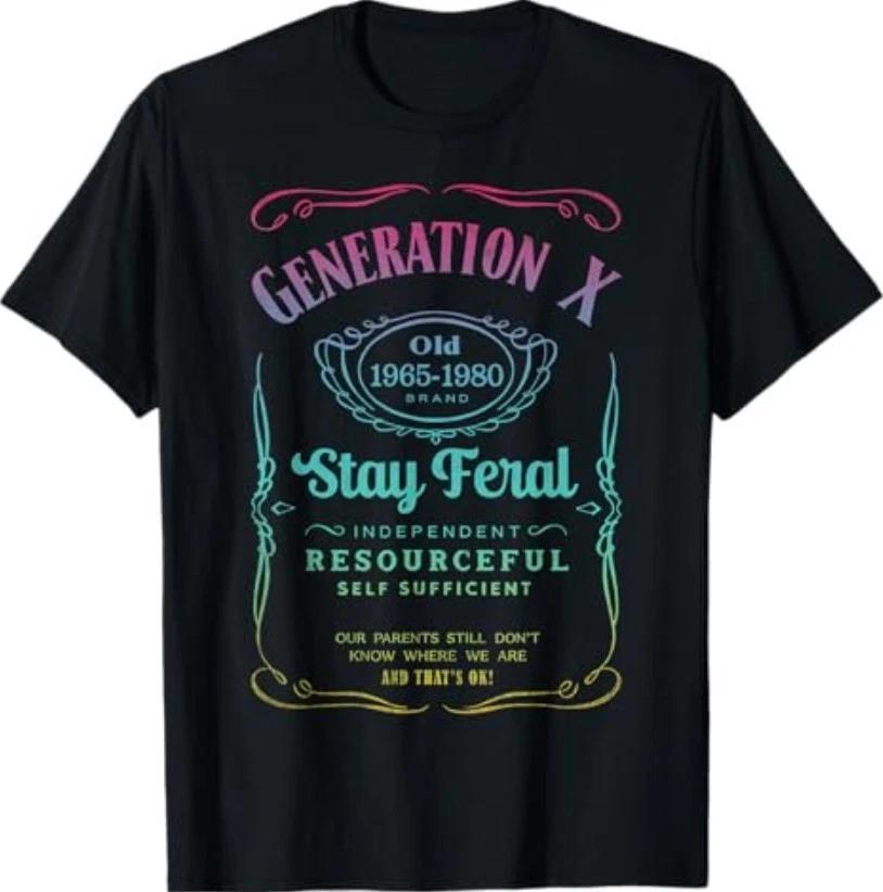 Funny Generation X Stay Feral, Gen X Gen Xer Nostalgia T-Shirt M