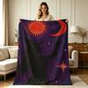 All Season Flannel Blanket Celestial Witch Sun Moon Star Print Soft Warm Cozy Throw Blanket for Couch Sofa Living Room Bedroom Office Home Decor Light