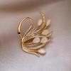 Luxury Opal Swan Brooch High-grade Women's Corsage Pin Design Sense Of Niche Clothing Accessories To Prevent Exposure