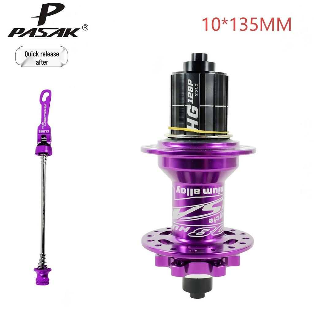 32-Hole Mountain Bike Rear Hub, Four-Bearing, Quick Release Thru-Axle, Six-Bolt Disc Brake, Six-Pawl Cassette Freehub