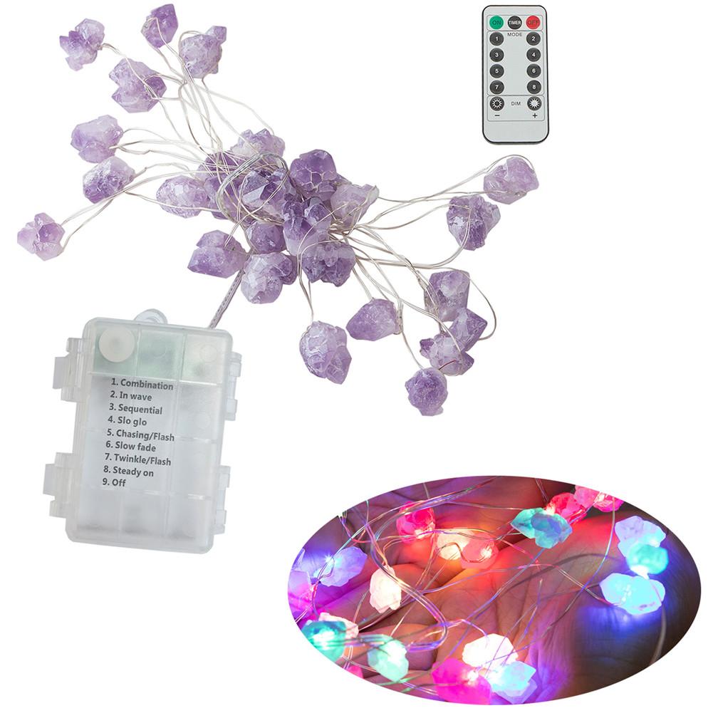 

Natural Amethyst Decorative Lights Crystal String Lights Hanging Ornament For Room Wedding Decor colorful light