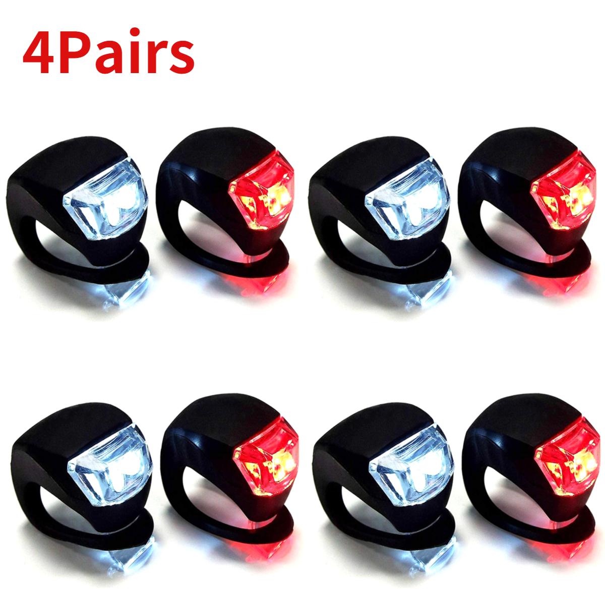 

1-4 пары светодиодных силиконовых передних и задних фонарей для велосипеда, 3 режима, водонепроницаемые, MTB, горная дорога, велосипед, велосипедная фара, хвостовая сигнальная лампа CHINA