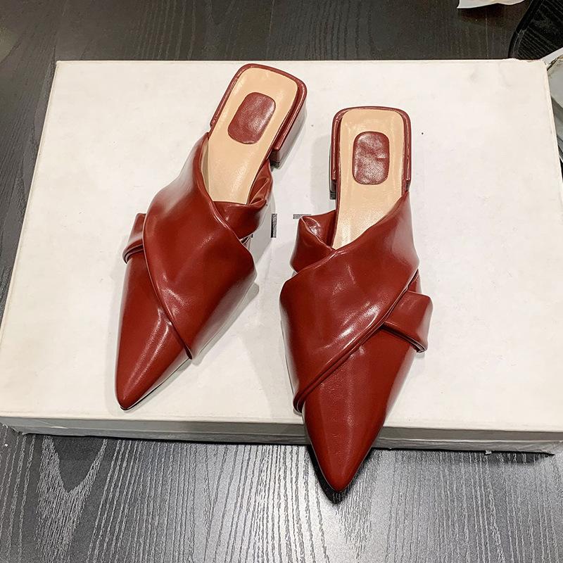 

Весна та літо 2024 нова універсальна сумка однотонного кольору з гострим носком, жіночі повсякденні зручні та дихаючі напівтапки 39 бордовий