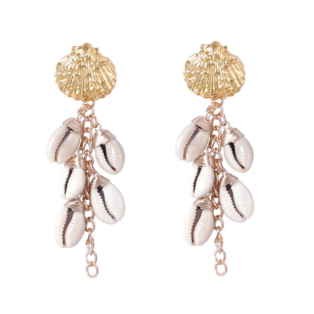 Bohemian Fashion Resort Casual Shell Alloy Scallop Earrings Versatile Beach Fashion Women's