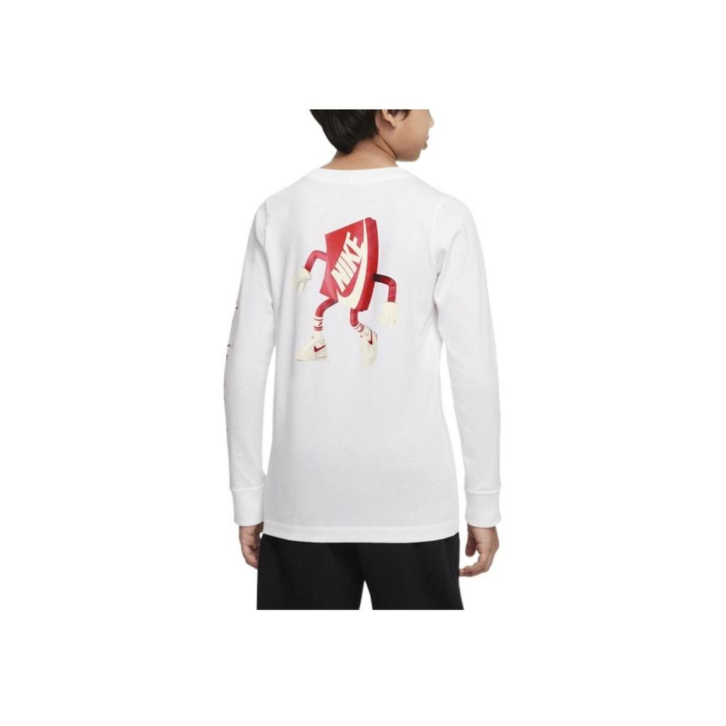 Nike Kids Pure Cotton Casual Breathable Long Sleeve T-Shirt Kids Tops White DO1838-100
