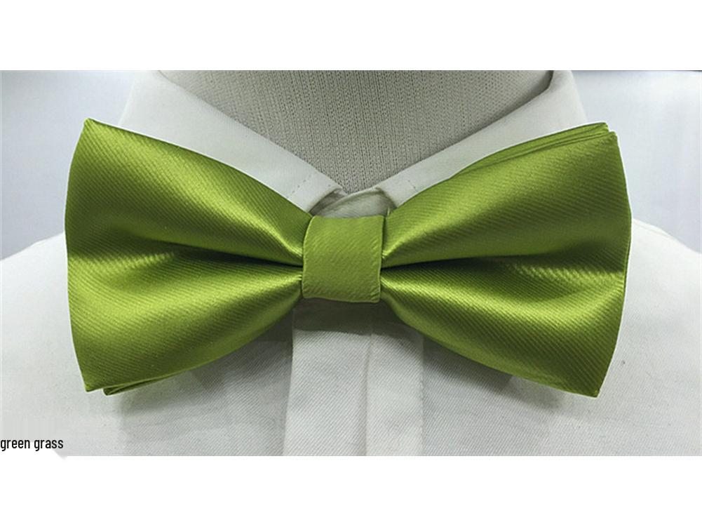 Men's Solid Color Double Layer Bow Tie - Poly Silk, Korean & British Style, Red/Black, Wedding & Best Man Accessory.