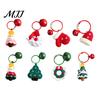 Mini Sock Ornament Yarn Crochet Christmas Keychain with Bell, Handmade Tree Hat Glove Wreath Winter Season Gift Key Ring Pendant, Holiday Bag