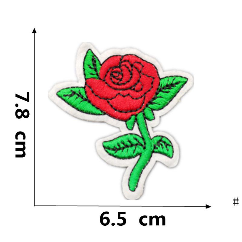 Rose Plum Blossom Embroidered Iron-On Fabric Patch for Clothing Decoration
